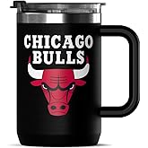 Hydrapeak x NBA Officially Licensed Chicago Bulls 18oz Insulated Coffee Mug with Flip Lid and Handle for Travel, Cold/Hot, Stainless Steel Coffee Cup Insulated, BPA-Free Double Walled, Tea Mug