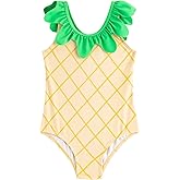 LIZENS Girls One Piece Swimwear 2-12years Ruffle Trim Pineapple Cute Tropical Fruit Beach Bathing Suit for Kids Swimsuit