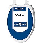Mayfair Cassel Slow Close Toilet Seat, Easy Clean, Non Slip Premium Wood Seat, Easy Install, Made in USA, Elongated, White