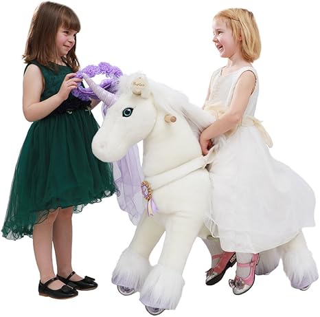 purple horn unicorn riding toy