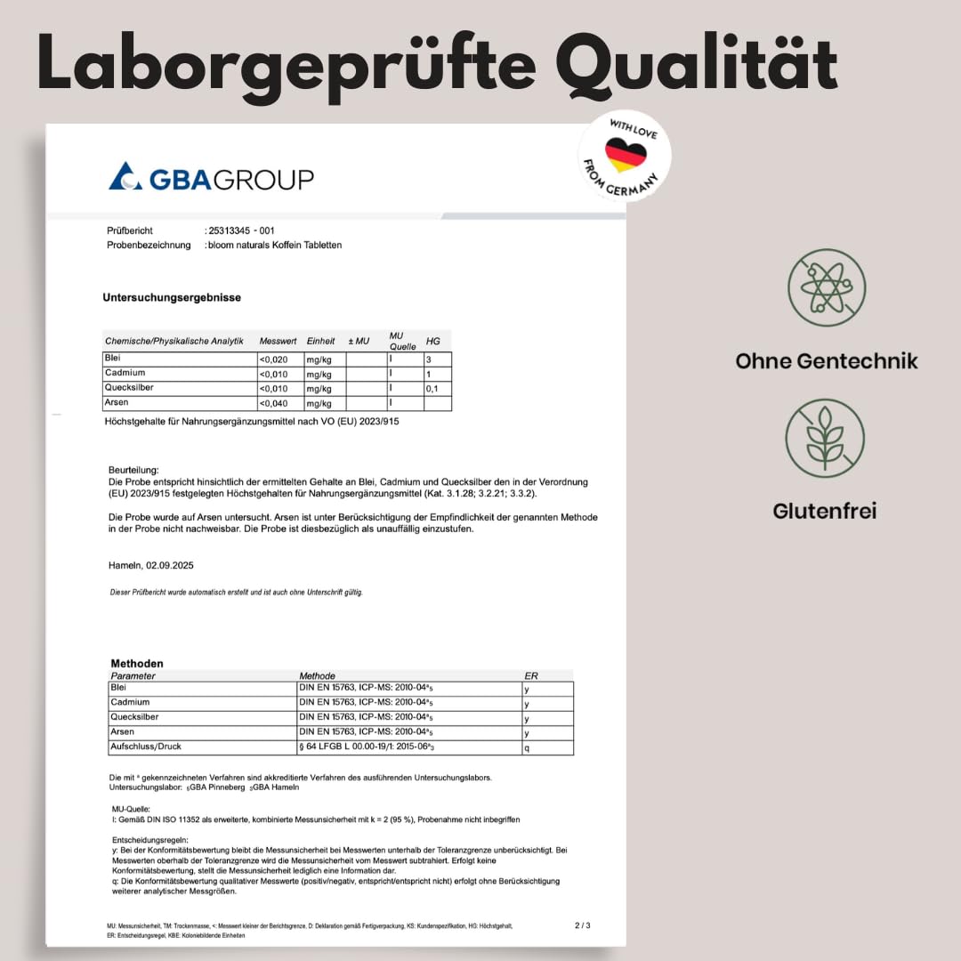 Koffeintabletten hochdosiert – 400 Tabletten – 200 mg Koffein pro Tablette, vegan – Laborgeprüft & produziert in Deutschland - Laborgeprüft - Verpackung kann variieren 5