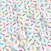 Bxwoum 100PCS Letter Beads - 4X7mm Acrylic Alphabet Beads for Jewelry Making - Multicolored White Round Vowel Letter I Beads for Bracelet Making Necklaces