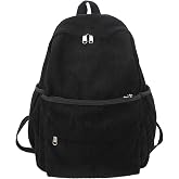 Lamprod Aesthetic Cute Corduroy Backpack for Teen Girls School | Solid Color School Supplies for Women and Students, Equipped with Laptop Bag for School, Travel and Casual Daily Use