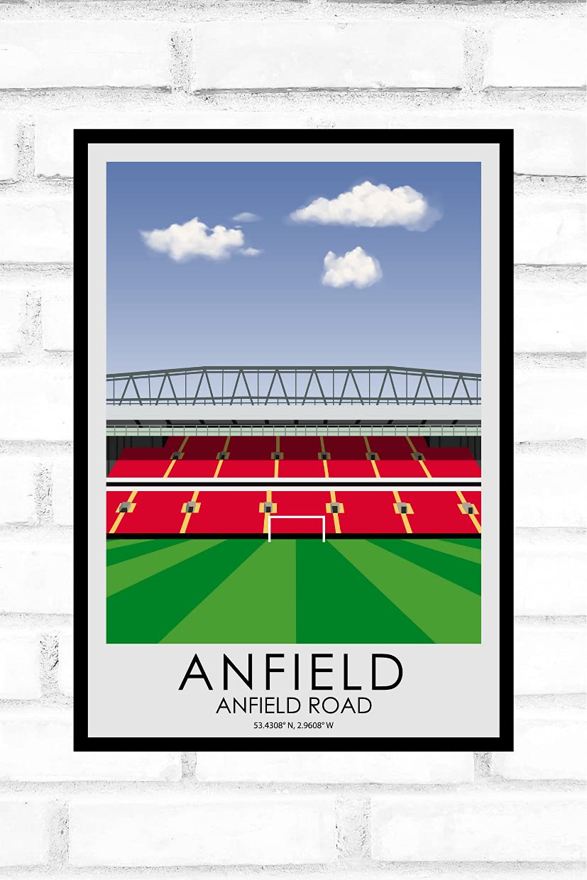 Hewson's Liverpool Football Stadium Print - Anfield - Gift Present for Football Fan - Dad, Brother, Son - A4 Size
