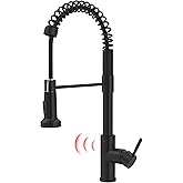 GIMILI Matte Black Touchless Kitchen Faucet Motion Sensor Activated Smart Hands Free Kitchen Faucets with Pull Down Sprayer Single Handle Spring Kitchen Sink Faucet