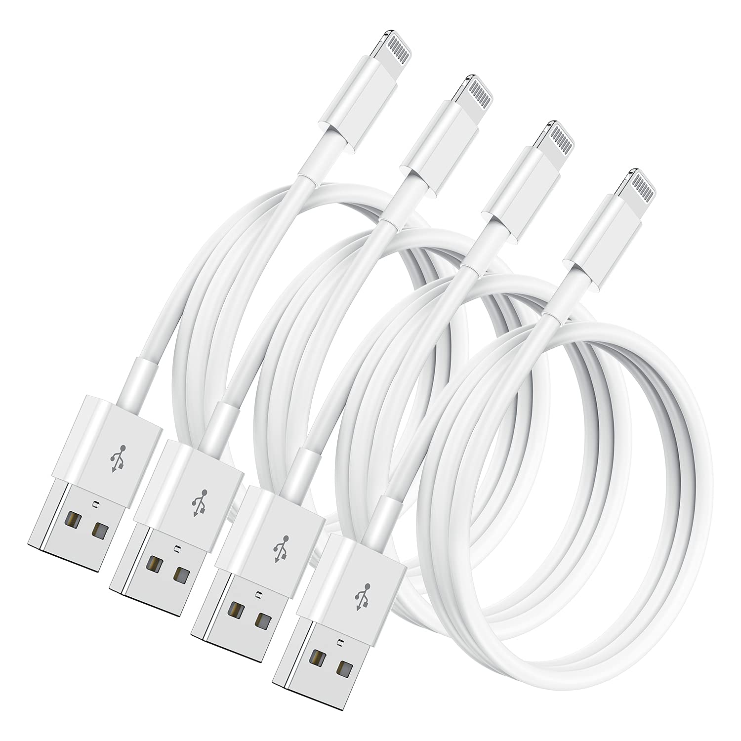 4Pack 2M iPhone Charger Cable, [ Apple MFi Certified ] 6ft Lightning to USB Cable Lead 2m, High Fast Long Apple iPhone Charging Cable for Apple iPhone 12/11 Pro/11/XS MAX/XR/8/7/6s/6/5S/SE iPad Pro