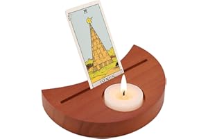 Wooden Tarot Card Holder Stand Display, Moon Shaped Tarot Decor for Display Daily Affirmation Cards, Witchy Tarot Accessories