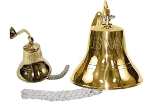 THOR INSTRUMENTS Solid Brass Traditional Ship Bell Wall Mounted Us Navy 6" Indoor/Outdoor Home Bars Rustic Vintage Home Decor Gifts