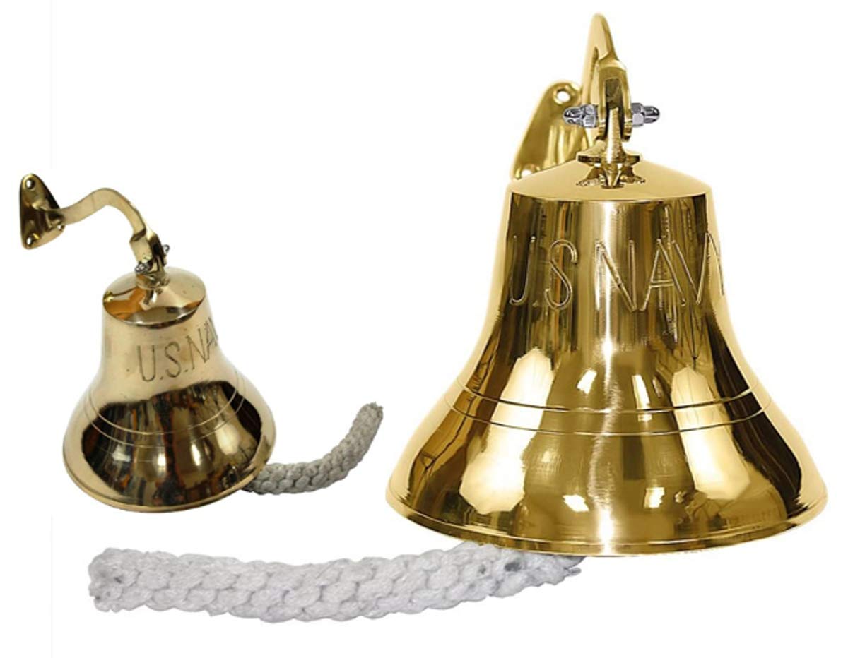 Solid Brass Traditional Ship Bell Wall Mounted Us Navy 6" Indoor/Outdoor Home Bars Rustic Vintage Home Decor Gifts
