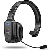 LEAYU Bluetooth Headset, 60hrs Noise Canceling V5.2 Over Head Headphones, Single Ear Trucker Wireless Headset with Mic, Mute Button, Multipoint, for Phones PC Computer Truck Driver Office Work - Black