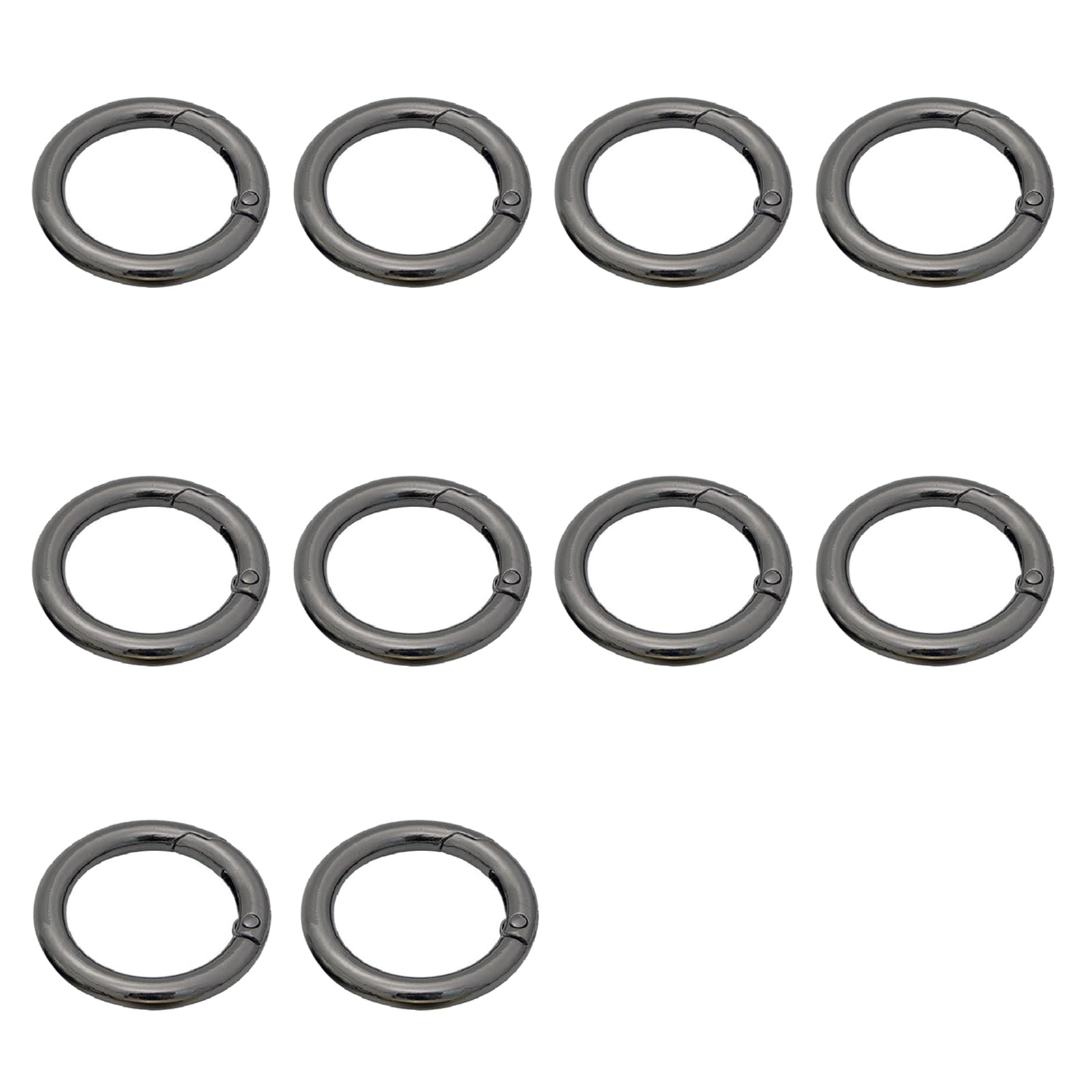 Leliafleury 10Pcs Spring O Rings 40mm SSpring Snap Clip Rings Zinc Alloy Round Carabiner for Bag Purse Handbag Craft Making (Gun Black)