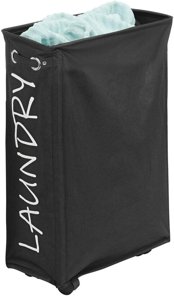 mDesign Cesta para ropa sucia con ruedas – Cesto de ropa plegable hecho