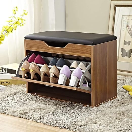 HOMRanger Shoe Rack Solid Wood Shoes Bench