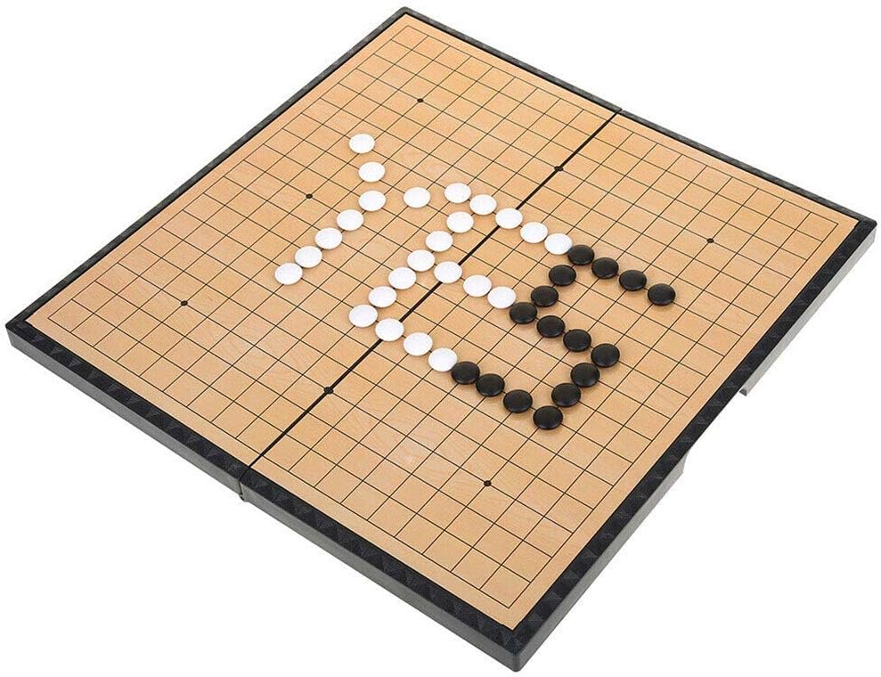 US Blue Robot Chess Set Checkers Game Board Folding Magnetic Go Board Beginner Chess Set for Kids and Adults(Medium Magnetic Go)