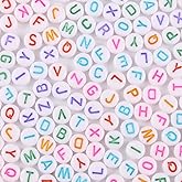 1200pcs 4×7mm Alphabet Beads White Round Acrylic Colorful Letter Beads, for Bracelets and Jewelry Making