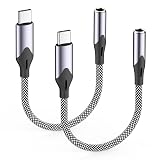 USB-C to 3.5mm Audio Headphone Adapter,2Pack Braided HiFi 2 Pack Compatible with Apple iPhone 16 15 Pro Max Pro for Samsung Galaxy S24 S23 S22 Plus Pixel iPad Woven Type C to Jack Dongle Calling