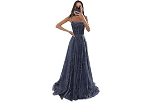 Boey Frek Sparkly Tulle Prom Dress Long Ball Gown Sequin Corset Formal Evening Gown with Slit for Women 2025