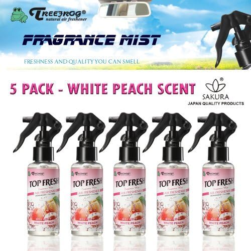5 Pack Treefrog White Peach Scent Fragrance Mist Spray Tree frog Top Fresh Air Freshener by Top Fresh