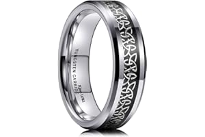 King Will Classic Tungsten Carbide Ring Silver/Black/Red/Green Inlay Celtic Knot 6mm/8mm Wedding Band for Men Engagement Ring Comfort Fit