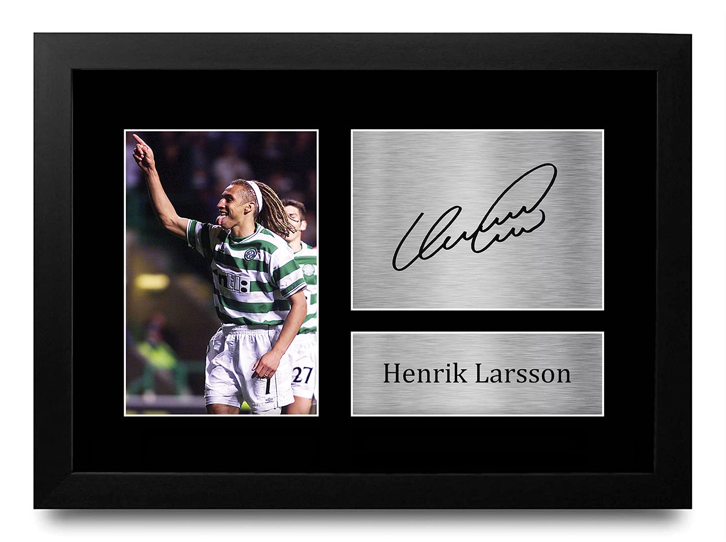 HWC Trading FR Henrik Larsson Gift Signed FRAMED A4 Printed Autograph Celtic Gifts Print Photo Picture Display