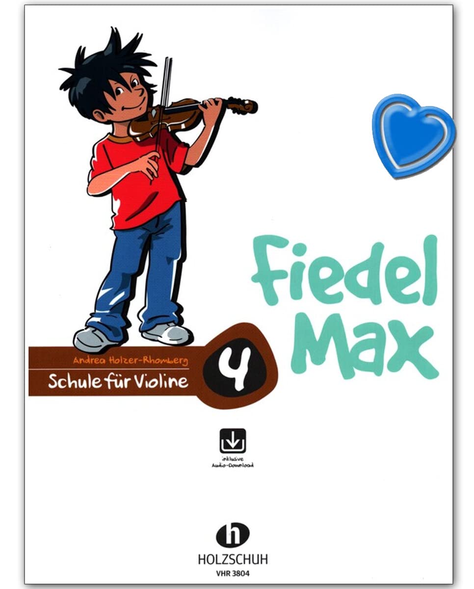 Fiedel-Max School for Violin Band 4 with CD and Colourful Heart-Shaped Music Clip - Alfons Wooden Shoe Music Verlag - VHR3804-9783920470450