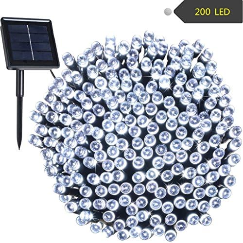 Solar String Lights Outdoor Waterproof 72ft 200 LED Fairy Garden String Lights Decoration Lighting for Patio Lawn Christmas Wedding Party Holiday (White)