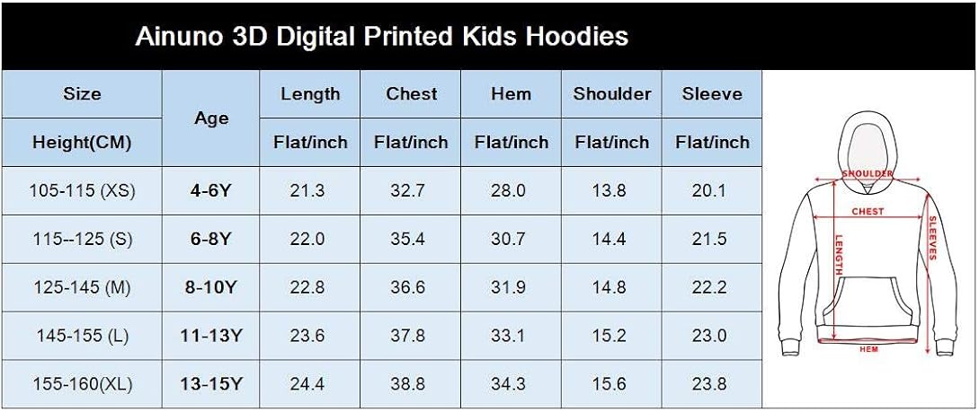 Ainuno Kids Boys Girls Hoodie Pullover 4-15Y Galaxy Wolf Sweatshirts 3D Cool Top: Clothing