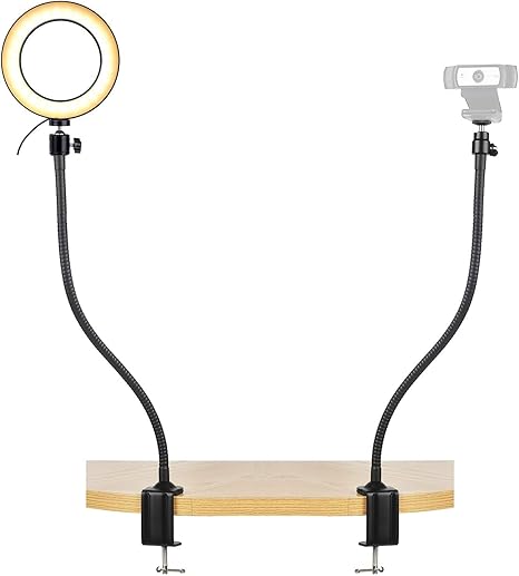Ayizon Webcam Streaming Light Webcam Stand With 6 Ring Light Usb Webcam Light Mount Kit For Logitech Webcam Streamcam C920s C920 C930e C922x C930 C922 C925e C615 Brio Dual 64cm Stand