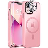 MOCCA Magnetic Shockproof for iPhone 13 Case,Pink | 13ft Drop | Compatible with MagSafe | w/ Screen &amp; Lens Protectors | Anti-Slip Matte | Raised Camera &amp; Screen Lip | Ultra-Slim