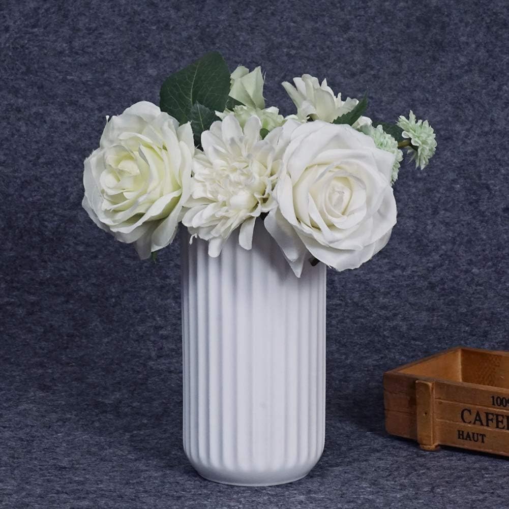 7 inch White Ceramic Flower Vase Home Decor Vase and Table Centerpieces Vase for Friends and Family Christmas, Wedding, Bridal Shower - Image 5