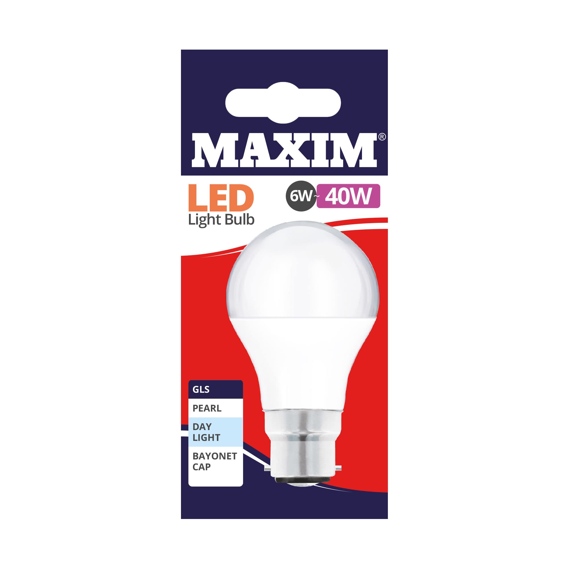 Maxim LED GLS Bayonet Cap (Daylight White) - 6watt (40watt) (Pack 10), 40MLGBCDL5X10