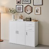Panana Sideboard Storage Cupboard Cabinet Unit with Doors and Drawers White view 2