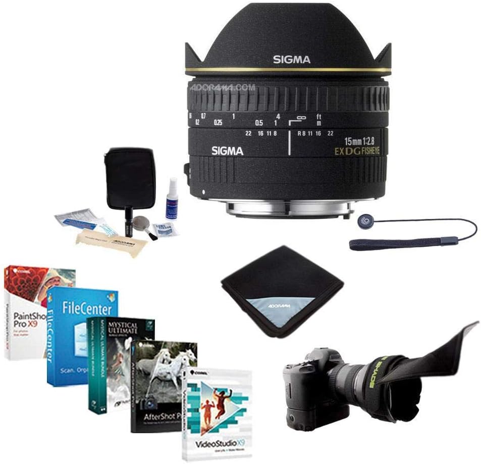 Amazon Com Adorama Sigma 15mm F 2 8 Ex Dg Autofocus Diagonal Fisheye Lens For Canon Eos Bundle With Flex Lens Shade Cleaning Kit Lens Wrap 15x15 Lens Cap Leash Ii Software Package