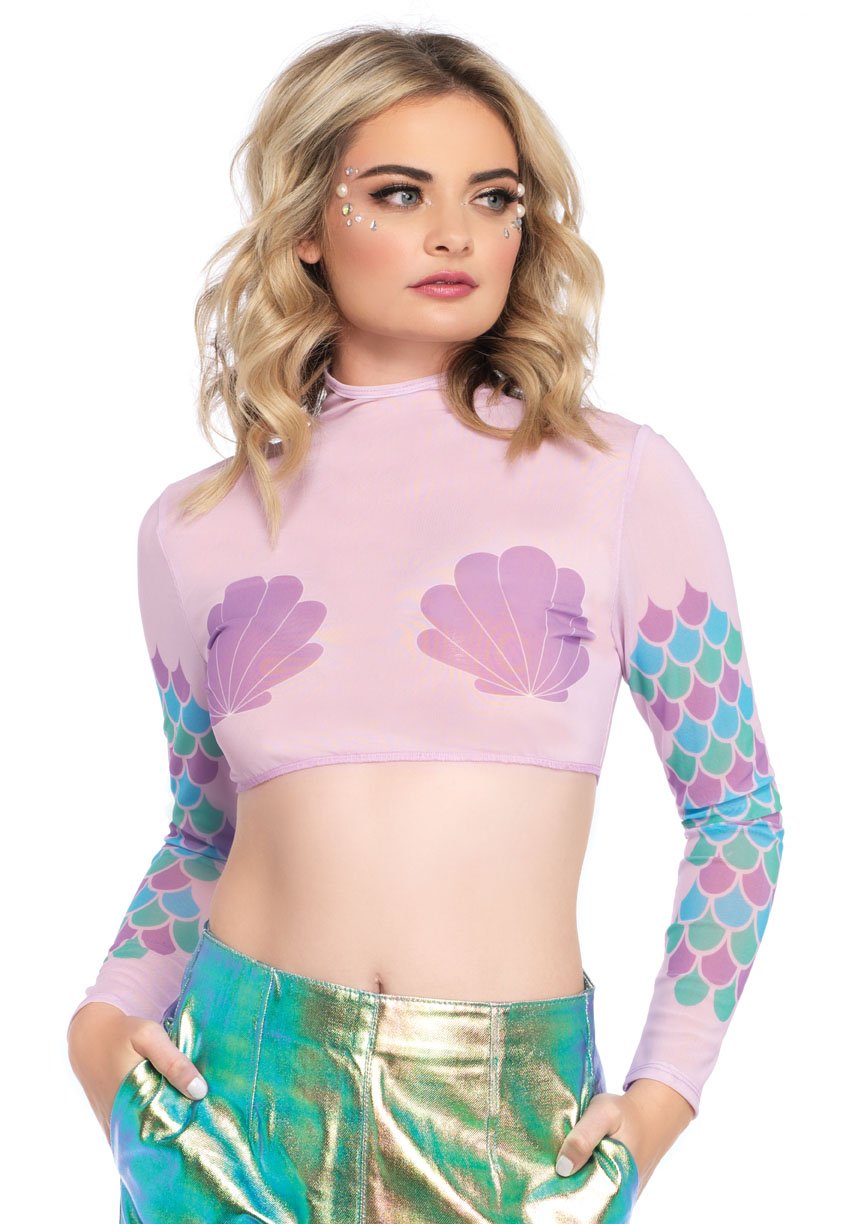 Leg Avenue - Mermaid mesh Crop top, Multicolor, S (UK 6-8)