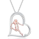Cargari Sports Necklace 925 Sterling Silver Basketball/Soccer/Baseball/Tennis/Volleyball Heart Necklace Sport Gift