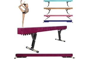 FINCOME Balance Beam Adjustable 8ft, High and Lower Floor Beam Gymnastics Equipment for Kids Children, Gymnastics Beam with Legs for Home, Professional Training, Gymnastic Club Use