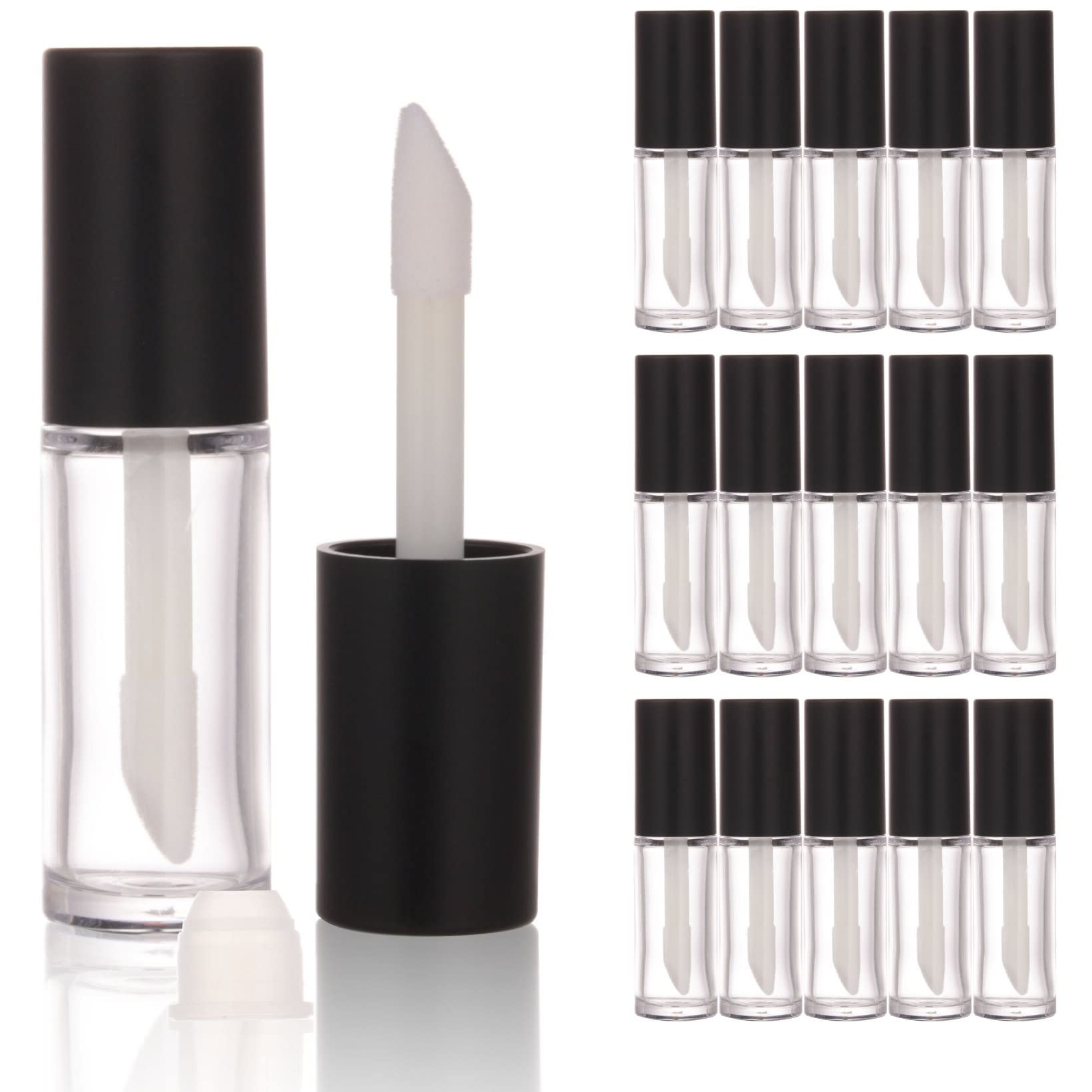 COSIDEA 15PCS Empty Black PETG big doe foot Wand Lip Gloss Tubes 10ml 0.33 OZ lipgloss Tube with Thick brush Applicator for Castor oil tint DIY concealer tube packing