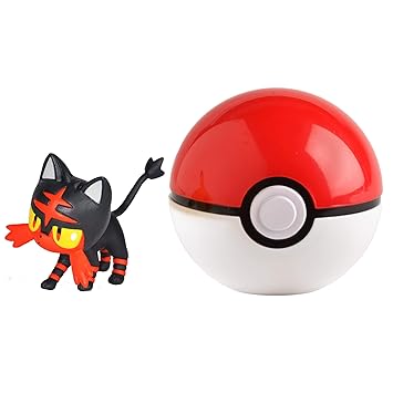 Pokémon 35927 FLAMIAU & POKÈBALL, Spielset mit Original Pokemonfigur ca. 5 cm und Pokéball für Clip N Go Gürtel, Set mit Poke