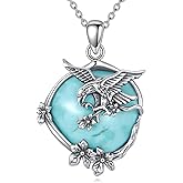 Eagle Necklace for Women 925 Sterling Silver Hawk with Natural Turquoise Pendant Necklace for Gifts