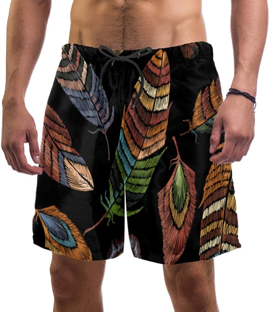 Color Feathers Men's Board Shorts Slim Fit Ultra Quick Dry Amazon.co