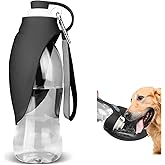 TIOVERY Dog Water Bottle, Portable Pet Water Dispenser Feeder Leak Proof with Drinking Cup Dish Bowl for Outdoor Walking, Hiking, Travel, 20OZ Water Bottle Fit for Small to Large Dogs and Cats Black