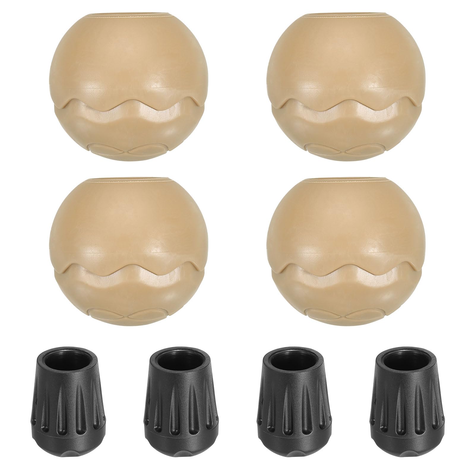 PATIKIL 0.55 Inch Beige Round TPE Camping Chair Feet, 4 Pack, Anti-Slip, Stability on Rugged Surfaces