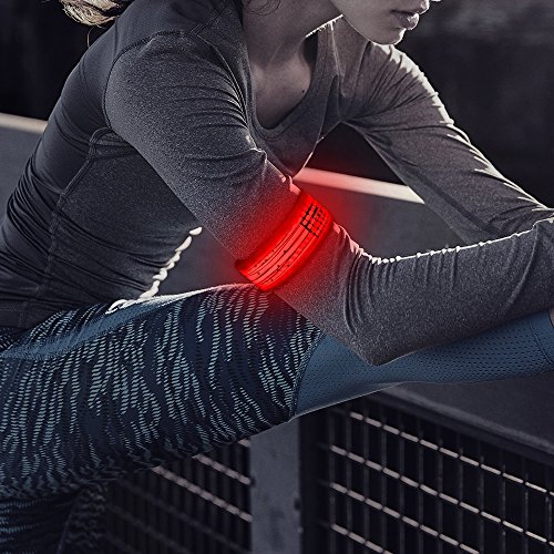 Higo LED Light up Armband, Water Resistant Glowing LED Slap Bracelet with Reflecive Printing, Safety Road Sign for Running, Jogging, Cycling(Red-Design Ⅲ) - Thumbnail 3