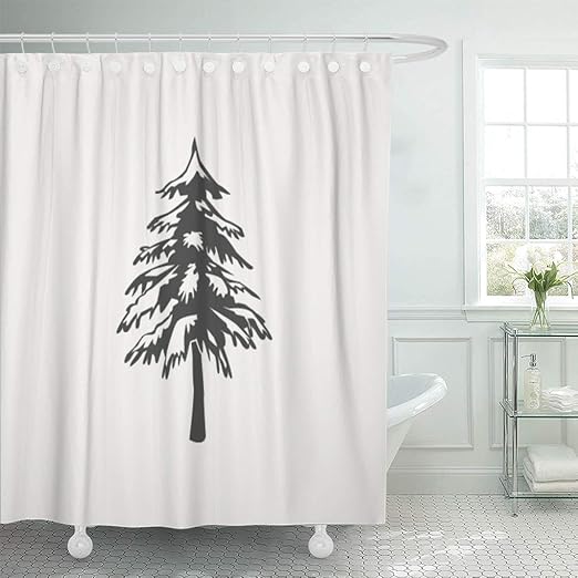 Amazon Com Semtomn Shower Curtain Silhouette Green Evergreen