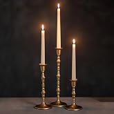 NUPTIO Gold Candlestick Holders for Centerpiece: Unique Taper Candleholders | Set of 3 Tall Assorted Candle Stick Tapered Holders for Fall Thanksgving Christmas Fireplace Mantel Dining Table Decor