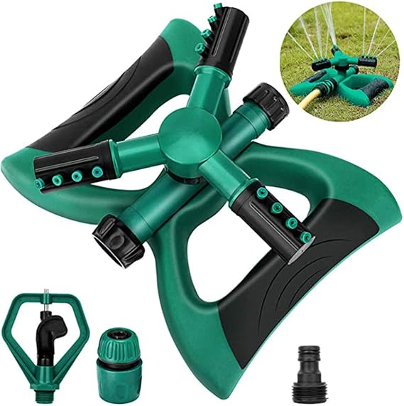 Garden Sprinkler, Automatic Lawn Water Sprinkler 360 Degree 3 Arm