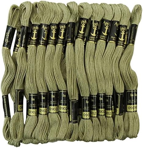 Anchor Threads Cross Stitch Hand Embroidery Thread Stranded Cotton Craft Sewing Floss 25 Skeins-Crocodile Green