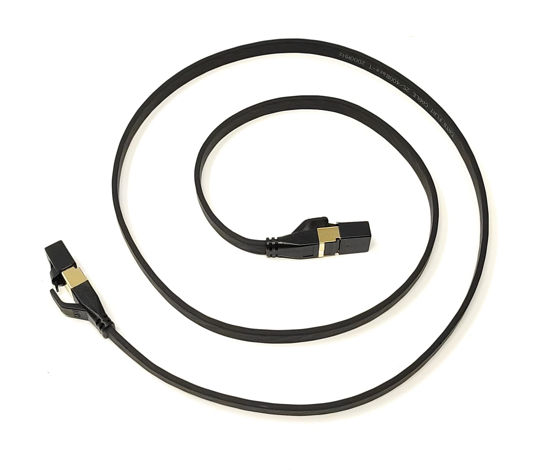 Maincore 1m CAT8 Flat Ethernet Cable SSTP Shielded 2000MHz 40Gbps High Speed, Lan Network Internet Modem Cord, RJ45 Gold Plated Connectors (1m, black)
