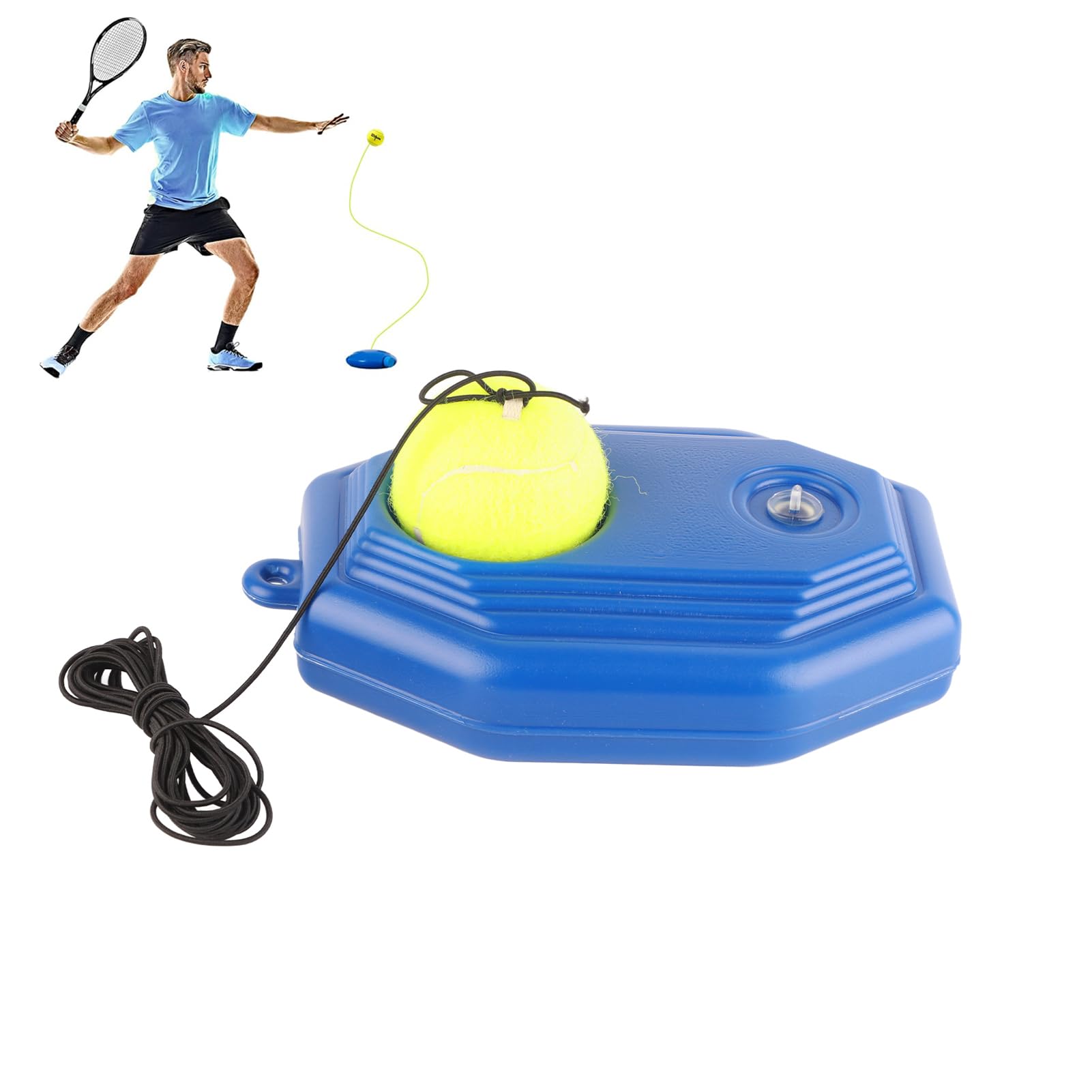 Hakeeta Tennis Trainer Rebound Ball, Tennis Trainer Set with Baseboard and Ball with Rope, Self-Study Practice Training Tool Training Gear for Adult Solo Training Kids Player Beginner