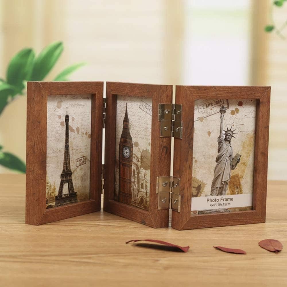 Wooden Trifold Photo Frame doublesided Hinged Picture Frame Collage Folding Frame For Wall